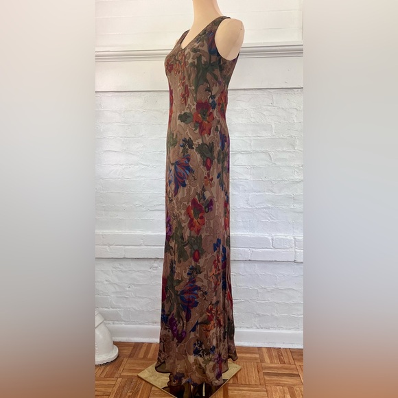 Lauren Ralph Lauren Vintage Floral Silk Chiffon Bias Cut Maxi Dress - Picture 5 of 12